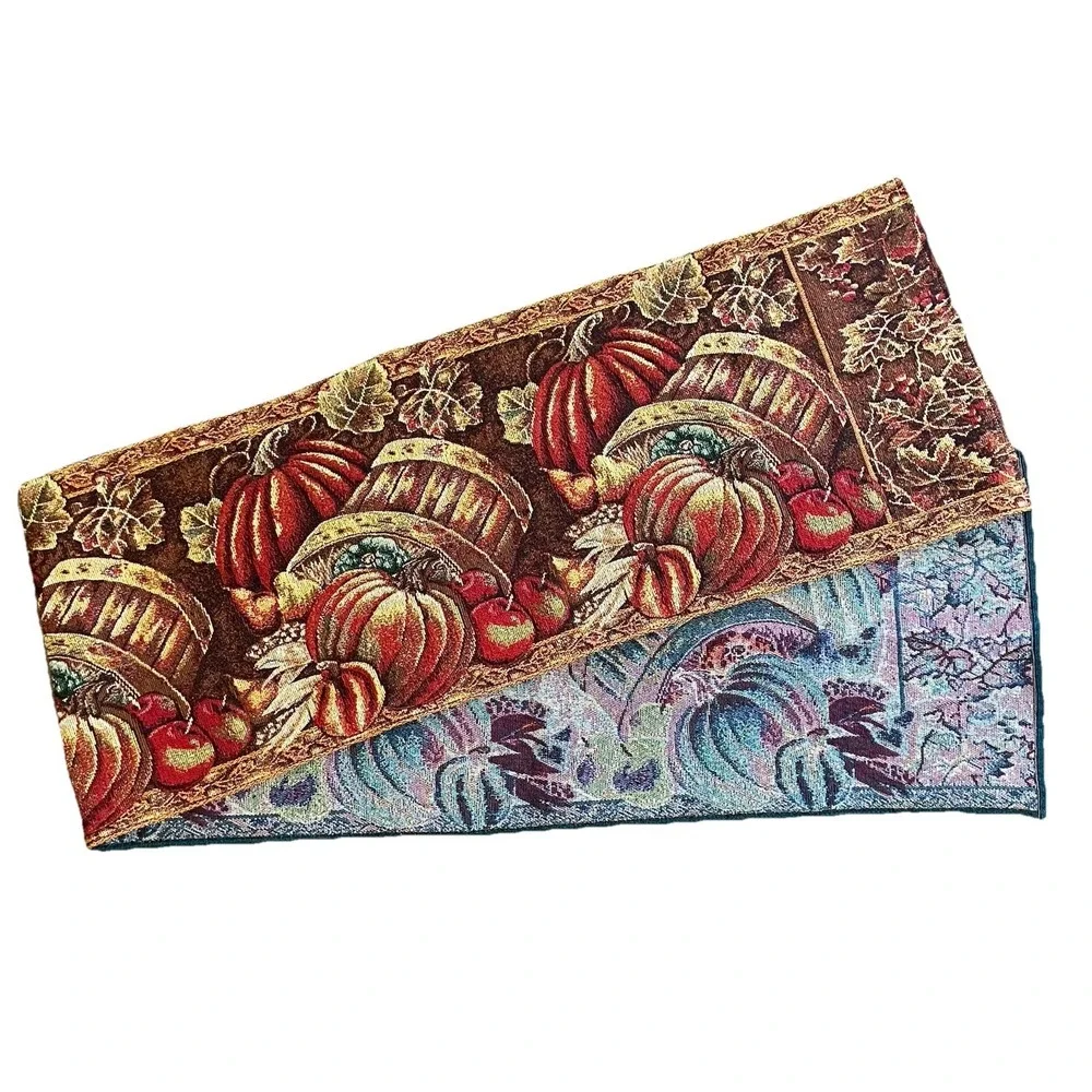 Tapestry Table Runner Fall Pumpkins Autumn Thanksgiving Harvest 67‎ x 12
